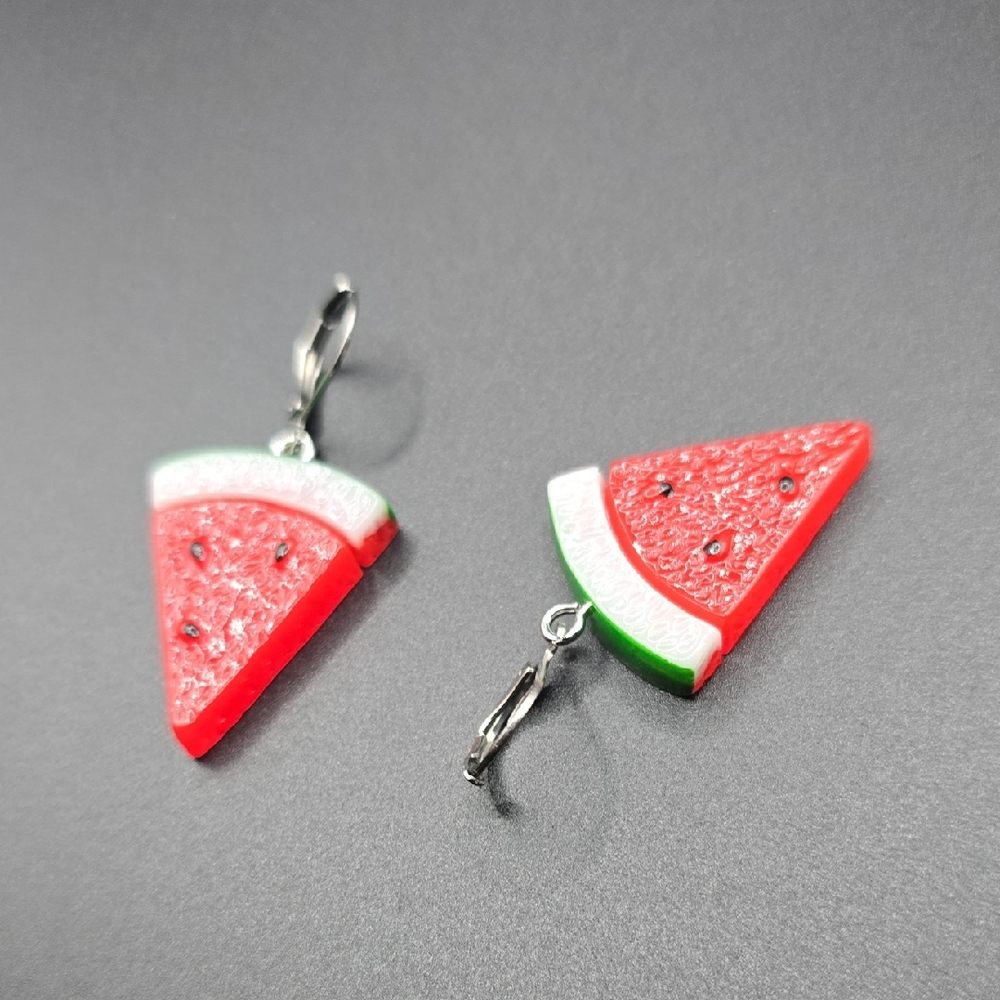 Watermelon Slice Earrings – Summer Fruit Statement Jewelry